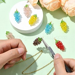 5Pcs 5 Colors Handmade Copper Wired Glass Beaded Grape Pendants&nbsp;PALLOY-CJ00102