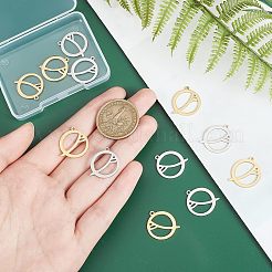 12Pcs 2 Colors 201 Stainless Steel Pendants&nbsp;STAS-UN0035-67