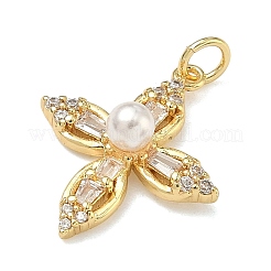 Brass Micro Pave Clear Cubic Zirconia Pendants&nbsp;KK-A293-13G