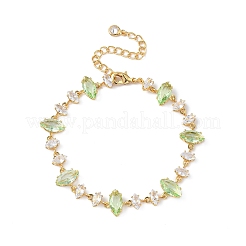 Horse Eye Brass Glass & Cubic Zirconia Link Bracelets&nbsp;BJEW-D378-02G