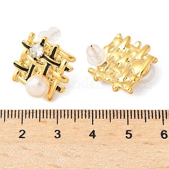 Woven Rhombus Brass Micro Pave Clear Cubic Zirconia Stud Earrings&nbsp;EJEW-Z104-02G