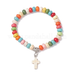 Spray Painted Synthetic Turquoise Beads Charm Bracelets&nbsp;BJEW-JB12495