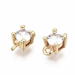 Brass Micro Pave Clear Cubic Zirconia Peg Bails Charms&nbsp;KK-T056-95G-NF