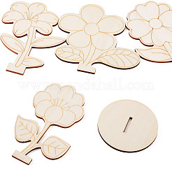 20Pcs 4 Styles Flower Unfinished Wood Display Decorations for DIY Painting Decoration Crafts&nbsp;DJEW-TA0001-38