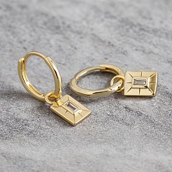 S925 Sterling Silver Rectangle Hoop Earrings Simple Geometric Fashion Accessory&nbsp;KF9307-1