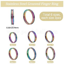 18Pcs 6 Styles 201 Stainless Steel Grooved Finger Ring for Women&nbsp;RJEW-SC0001-32