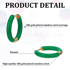 4 Pairs 4 Color Real 18K Gold Plated 304 Stainless Steel Huggie Hoop Earrings with Enamel&nbsp;EJEW-AN0004-69