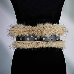 Imitation Leather Rabbit Hair Belt&nbsp;AJEW-WH20019-57A