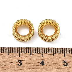 Flower Brass Clear Cubic Zirconia European Beads&nbsp;KK-D228-24G