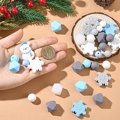 53Pcs Round & Snowflake Food Grade Eco-Friendly Silicone Beads&nbsp;SIL-YW0001-98