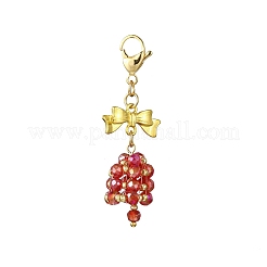 3Pcs Glass & Alloy & Brass Pendants Decorations&nbsp;HJEW-MZ00311