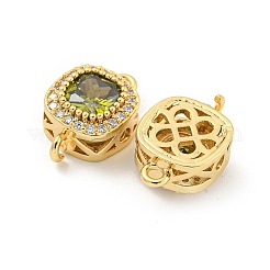 Brass Pave Cubic Zirconia Connector Charms&nbsp;KK-B096-05G-02