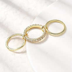 Brass Micro Pave Cubic Zirconia Finger Rings&nbsp;RJEW-P166-01A-G