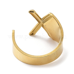 Real 18K Gold Plated 304 Stainless Steel Initial Letter Open Cuff Rings&nbsp;RJEW-L109-007G-X