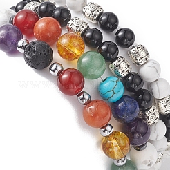4Pcs 4 Style Natural & Synthetic Mixed Gemstone Strech Bracelets Set&nbsp;BJEW-JB09347