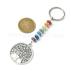Chakra Natural Lava Rock & Alloy Tree of Life Pendant Keychain&nbsp;KEYC-JKC00644-03
