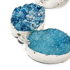 Silver Plated Dyed Oval Natural Drusy Quartz Crystal Beads Strands&nbsp;G-F144-01-S