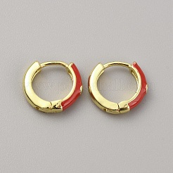 Enamel Hoop Earrings with Clear Cubic Zirconia&nbsp;EJEW-WH0004-39H