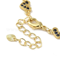 Rack Plating Brass Micro Pave Cubic Zirconia Heart Link Chain Bracelets for Women&nbsp;BJEW-P323-09G-02