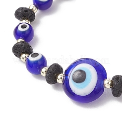 Natural Lava Rock & Handmade Lampwork Beads Stretch Bracelets&nbsp;BJEW-JB11984-03