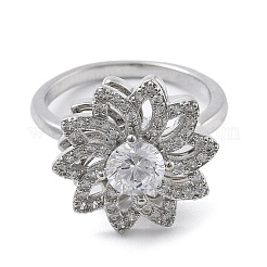 Sunflower Rotatable Open Cuff Rings for Women&nbsp;RJEW-S402-09P