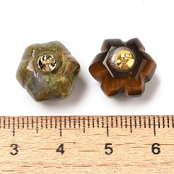 Natural & Synthetic Mixed Gemstone Pumpkin Charms with Golden Tone Brass Bails&nbsp;G-C158-06G