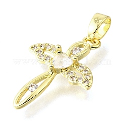 Brass Micro Pave Cubic Zirconia Pendants&nbsp;KK-V007-43G