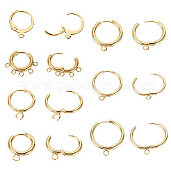 14Pcs 7 Styles 201/316 Stainless Steel Huggie Hoop Earring Findings&nbsp;STAS-TA0005-50