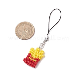 French Fries Glass Seed Beads Pendant Decorations&nbsp;HJEW-MZ00177