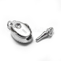 Anti-Tarnish Rhodium Plated 925 Sterling Silver Box Clasps&nbsp;STER-L057-011P