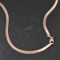 4mm Rack Plating Brass Herringbone Chain Necklaces for Women Men&nbsp;MAK-L044-17RG