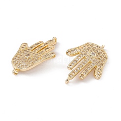 Brass Micro Pave Clear Cubic Zirconia Connector Charms&nbsp;KK-E068-VC077