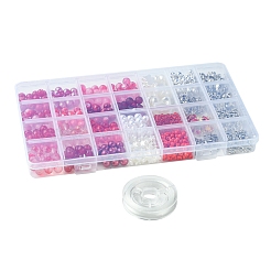 DIY Alloy Enamel & Glass & CCB Plastic Bracelets Jewelry Making Kits&nbsp;DIY-FS0007-51