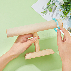 Velvet T-Bar Bracelet Display Stands  with Wooden Base&nbsp;BDIS-WH0010-03B