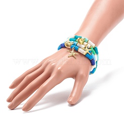 4Pcs 4 Style Handmade Polymer Clay Heishi Surfer Stretch Bracelets Set&nbsp;BJEW-JB08638