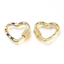 Brass Micro Pave Cubic Zirconia Screw Carabiner Lock Charms&nbsp;KK-M206-11G-02