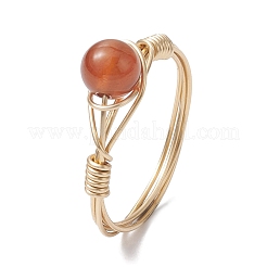 Natural Mixed Gemstone Round Braided Bead Style Finger Rings&nbsp;RJEW-JR00607