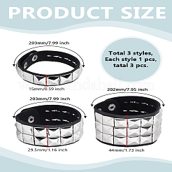3Pcs 3 Styles PU Wrap Cord Bracelets Set&nbsp;BJEW-LP0001-06