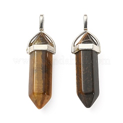 2Pcs Natural Tiger Eye Double Terminated Pointed Pendants&nbsp;G-YW0002-05A