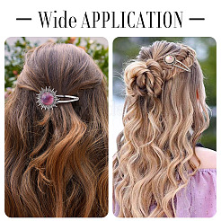 20Pcs 5 Styles Iron Snap Hair Clips with Tibetan Style Alloy Round Trays&nbsp;MAK-TA0001-45