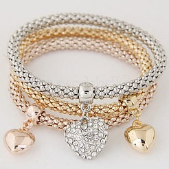3Pcs Alloy Rhinestone Charm Bracelets&nbsp;WGE2207-05