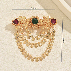 Vintage Brass Micro Pave Cubic Zirconia Hanging Chain Brooch Pins&nbsp;TB1615