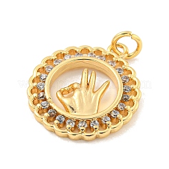 Brass Micro Pave Clear Cubic Zirconia Pendants&nbsp;LS-KK-U007-01G-03