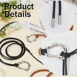 2Pcs 2 Colors Alloy Irregular Oval Pendant Imitation Leather Cord Wrap Chain Belts&nbsp;AJEW-GF0011-97