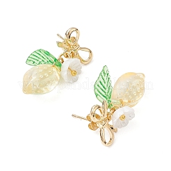Alloy & Transparent Glass & Lampwork Stud Earrings&nbsp;EJEW-JE06322-01