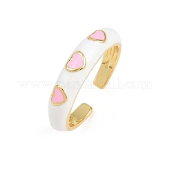 Brass Enamel Cuff Open Rings&nbsp;RJEW-P190-01G