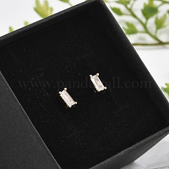 Brass Micro Pave Clear Cubic Zirconia Stud Earrings&nbsp;EJEW-R016-01G-03