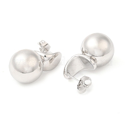 Brass Round Ball Dangle Stud Earrings&nbsp;X-EJEW-K251-02P