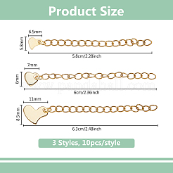 30Pcs 3 Styles 304 Stainless Steel Chain Extender&nbsp;STAS-DC0016-78G