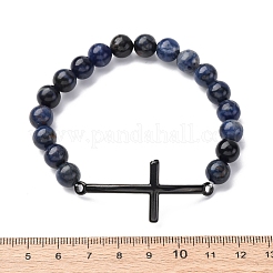 Round Natural Sodalite Bead Stretch Bracelets&nbsp;BJEW-F493-08EB-02